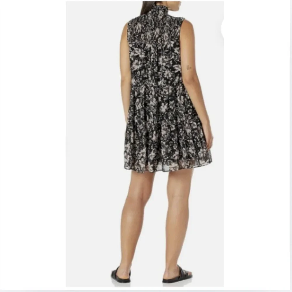 Taylor Black Midi Dress with Cream Floral Print, 10